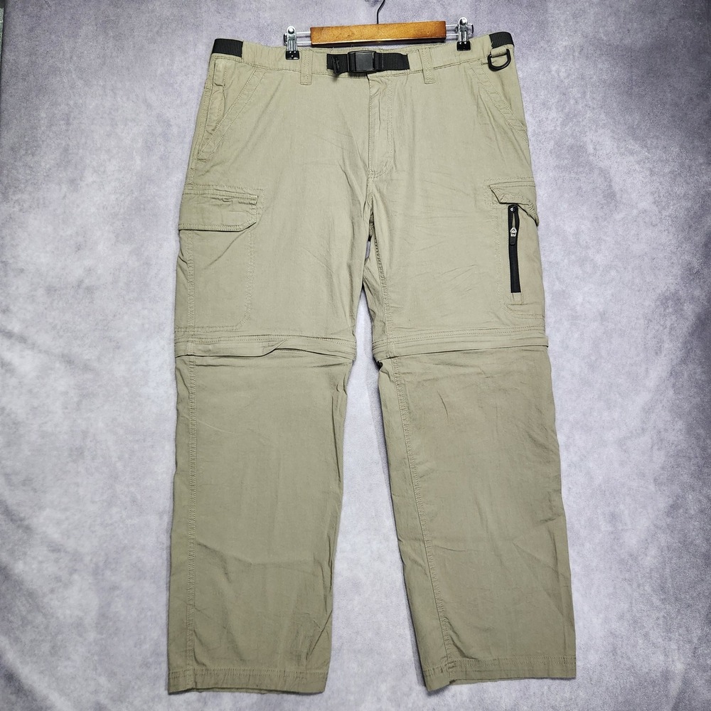 BC Clothing Mens XXL Convertible Cargo Pants Shorts Beige Hiking Outdoor Zip Off